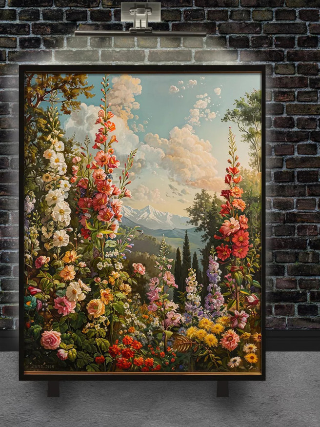 Постер на холсте &amp;quot;Пейзаж с цветами&amp;quot;