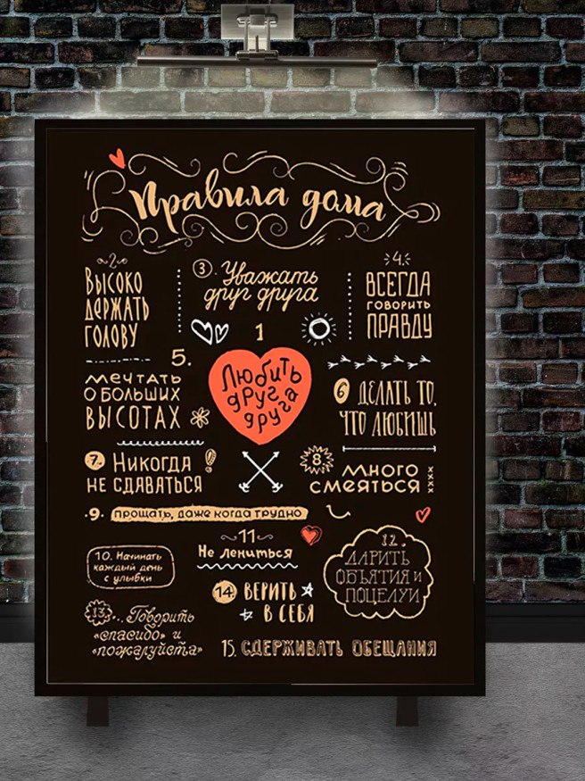 Постер на холсте &amp;quot;Правила дома: добрые напоминания&amp;quot;