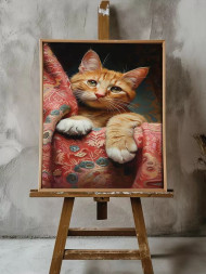 Постер на холсте &amp;quot;Котёнок на узорном пледе&amp;quot;