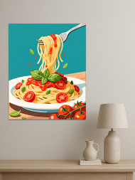 Holstga bosilgan poster &quot;Pomidorli sousli spagetti&quot;