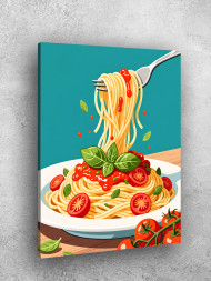 Holstga bosilgan poster &quot;Pomidorli sousli spagetti&quot;