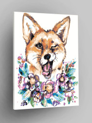 Картина по номерам "Лиса в цветах"