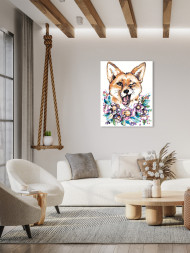 Картина по номерам "Лиса в цветах"