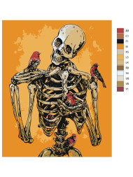 Raqamlar bo&#039;yicha rasm &quot;Qushlar bilan skelet&quot;