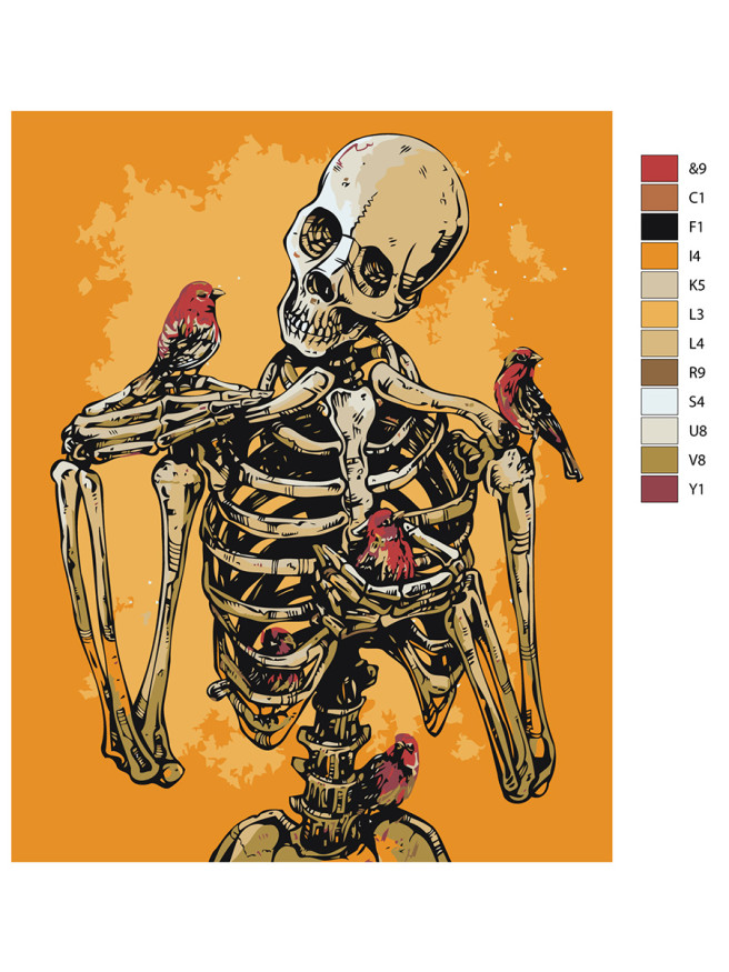 Raqamlar bo&amp;#039;yicha rasm &amp;quot;Qushlar bilan skelet&amp;quot;