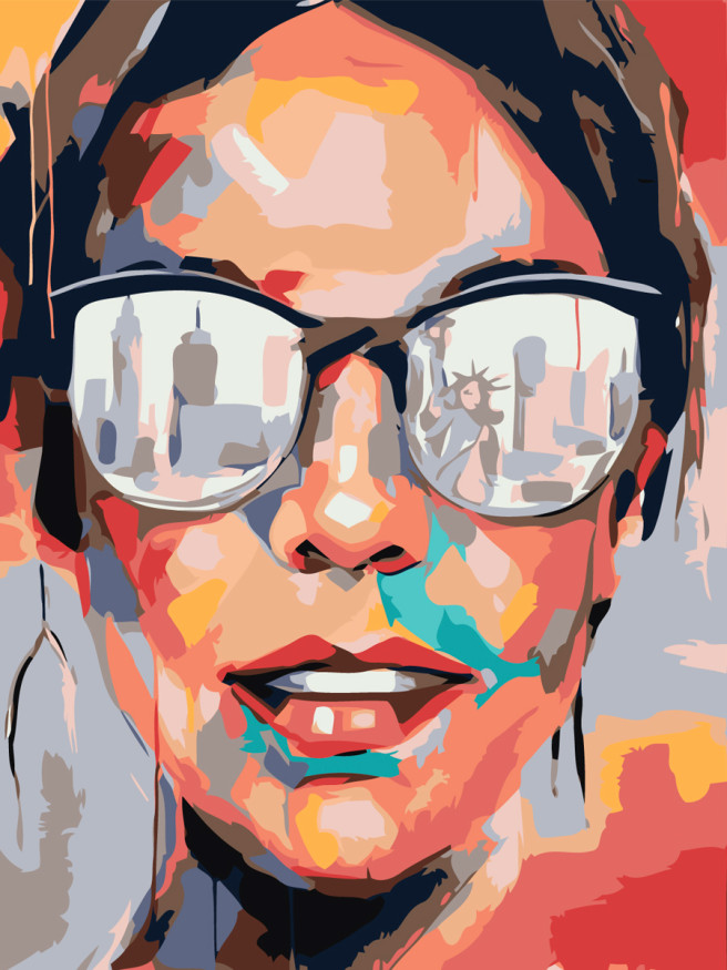 Картина по номерам &amp;quot;Девушка в Нью-Йорке&amp;quot;