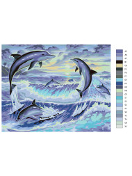 Картина по номерам &amp;quot;Дельфины в море&amp;quot;
