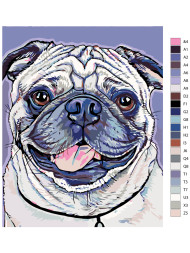 Raqamlar bo'yicha rasm "Oq mops"