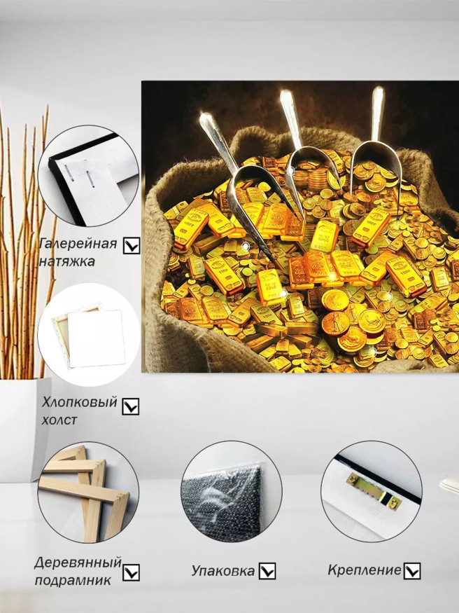 Постер на холсте &amp;quot;Мешок с золотыми сокровищами&amp;quot;