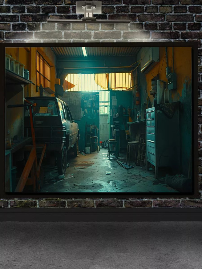 Постер на холсте &amp;quot;Автомастерская в полумраке&amp;quot;