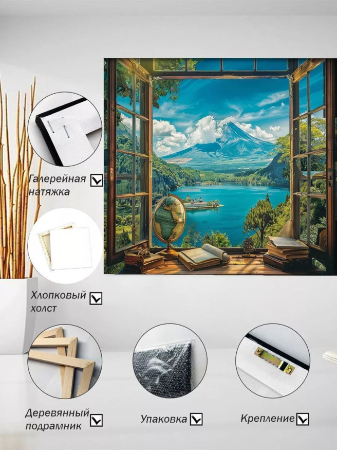 Постер на холсте &amp;quot;Окно с видом на вулкан&amp;quot;
