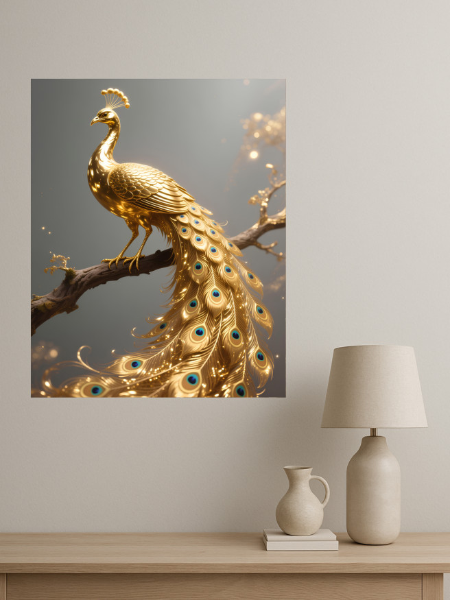 Holstga bosilgan poster &amp;quot;Oltin tovus shoxda&amp;quot;