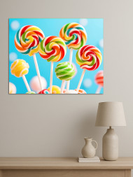 Holstga bosilgan poster &quot;Rang-barang konfetlar tayoqchada&quot;