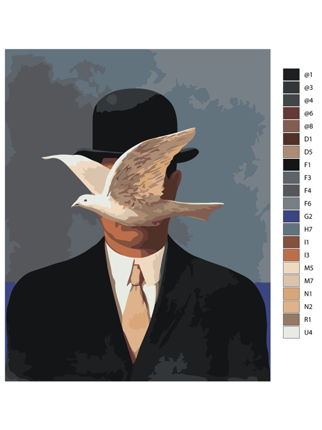 Картина по номерам &amp;quot;Рене Магритт - Человек в котелке&amp;quot;