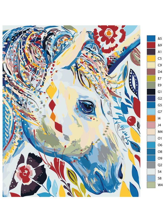 Картина по номерам &amp;quot;Лошадь в цветах&amp;quot;