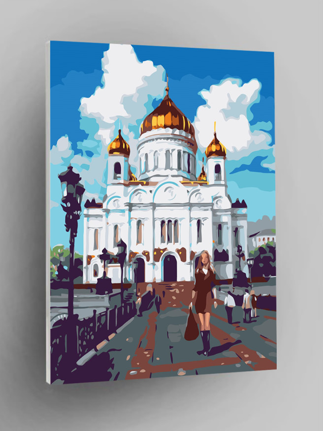 Картина по номерам &amp;quot;Девушка у церкви&amp;quot;