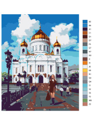 Картина по номерам "Девушка у церкви"