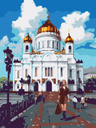 Картина по номерам "Девушка у церкви"