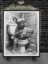 Holstga bosilgan poster "Bul'dogning jiddiy mashg'uloti"