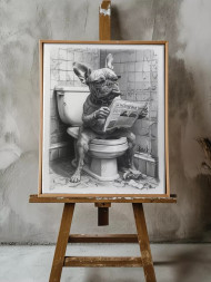 Holstga bosilgan poster "Bul'dogning jiddiy mashg'uloti"