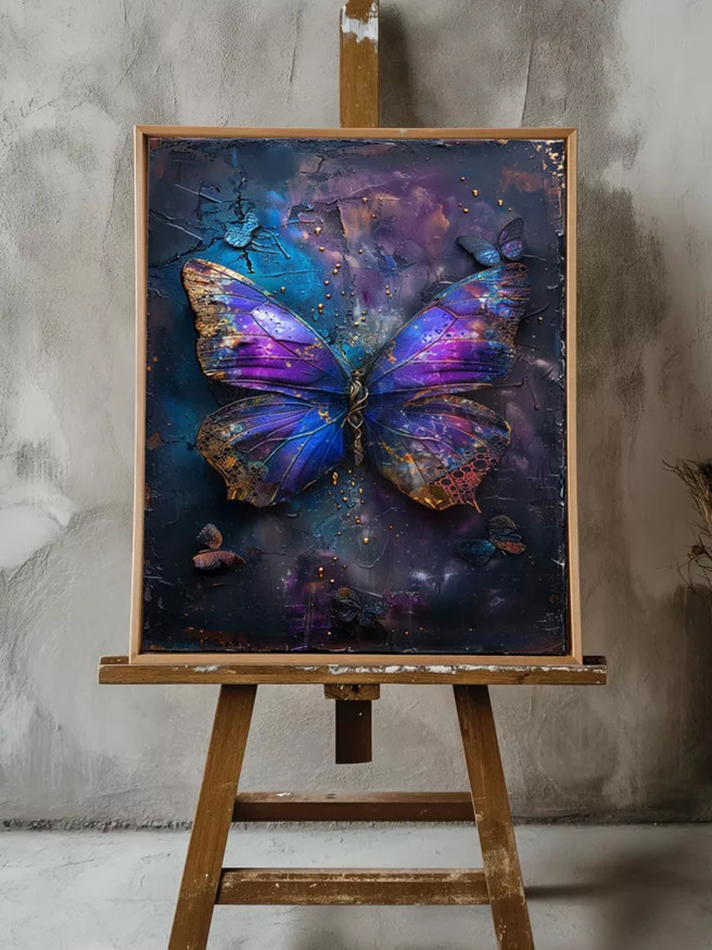 Holstga bosilgan poster &amp;quot;Koinotdagi binafsha kapalak&amp;quot;