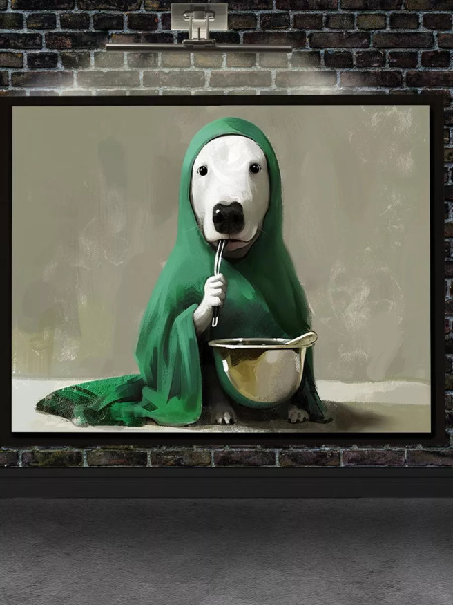 Holstga bosilgan poster &amp;quot;Idish tutgan adyoldagi it&amp;quot;