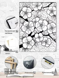 Holstga bosilgan poster &quot;Chiziqli uslubdagi sakura&quot;