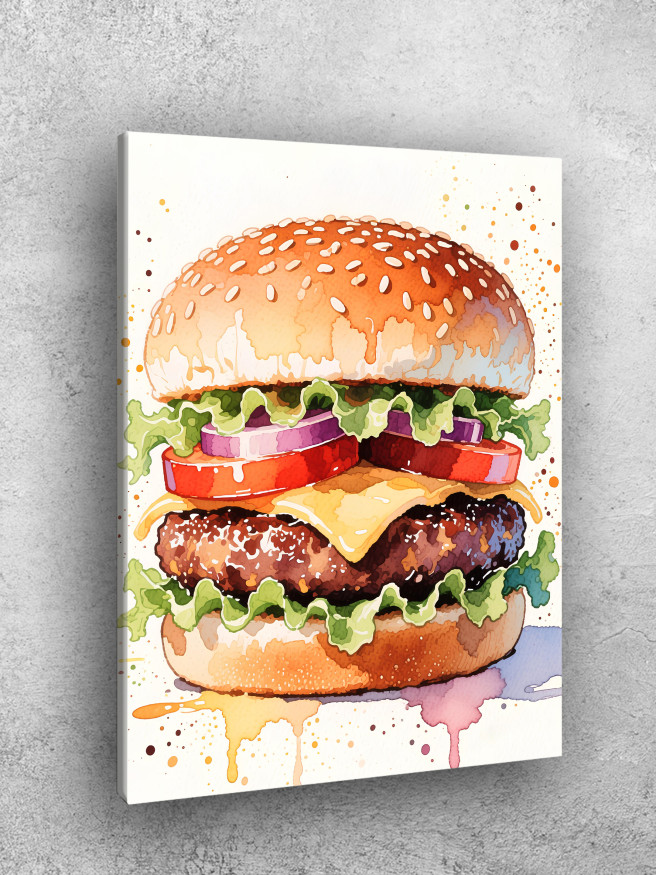 Holstga bosilgan poster &amp;quot;Sirlі akvarel burger&amp;quot;