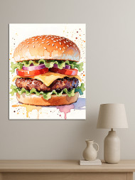 Holstga bosilgan poster "Sirlі akvarel burger"