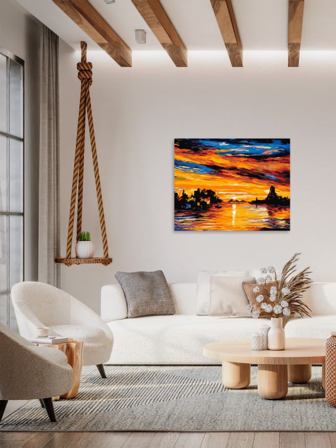 Raqamlar bo&amp;#039;yicha rasm &amp;quot;Dengizdagi kun botishi&amp;quot;