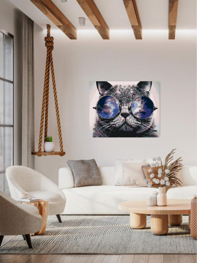 Картина по номерам &amp;quot;Котик в очках&amp;quot;