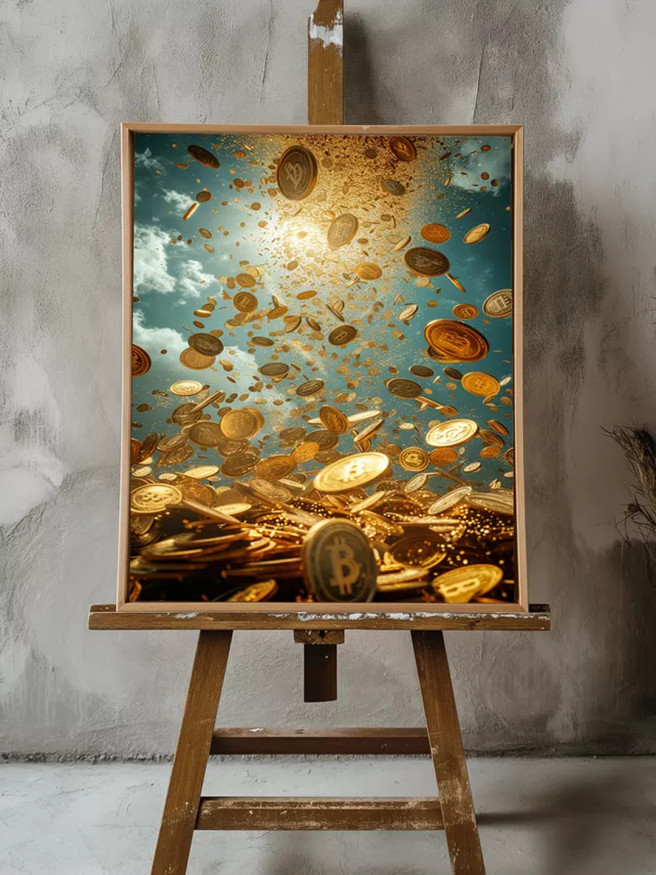 Постер на холсте &amp;quot;Дождь из криптомонет&amp;quot;