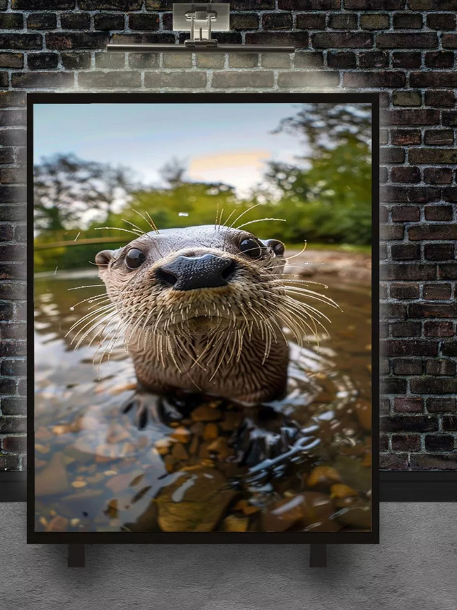 Постер на холсте &amp;quot;Любопытная выдра в реке&amp;quot;