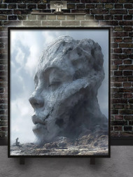 Holstga bosilgan poster "Qoyalardagi tosh yuz"