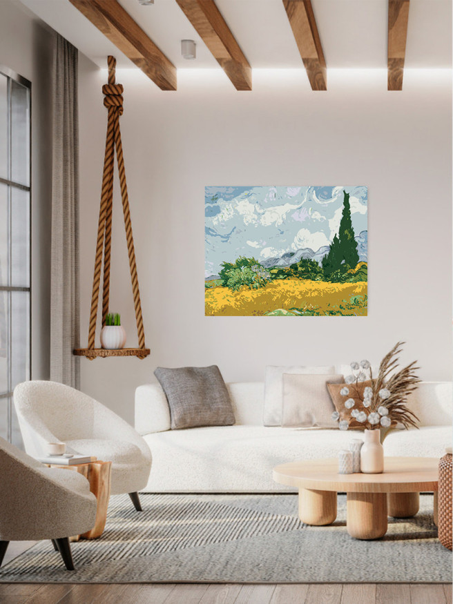 Raqamlar bo&amp;#039;yicha rasm &amp;quot;Vinsent Van Gog - Sarv daraxti bilan bug&amp;#039;doy maydoni&amp;quot;