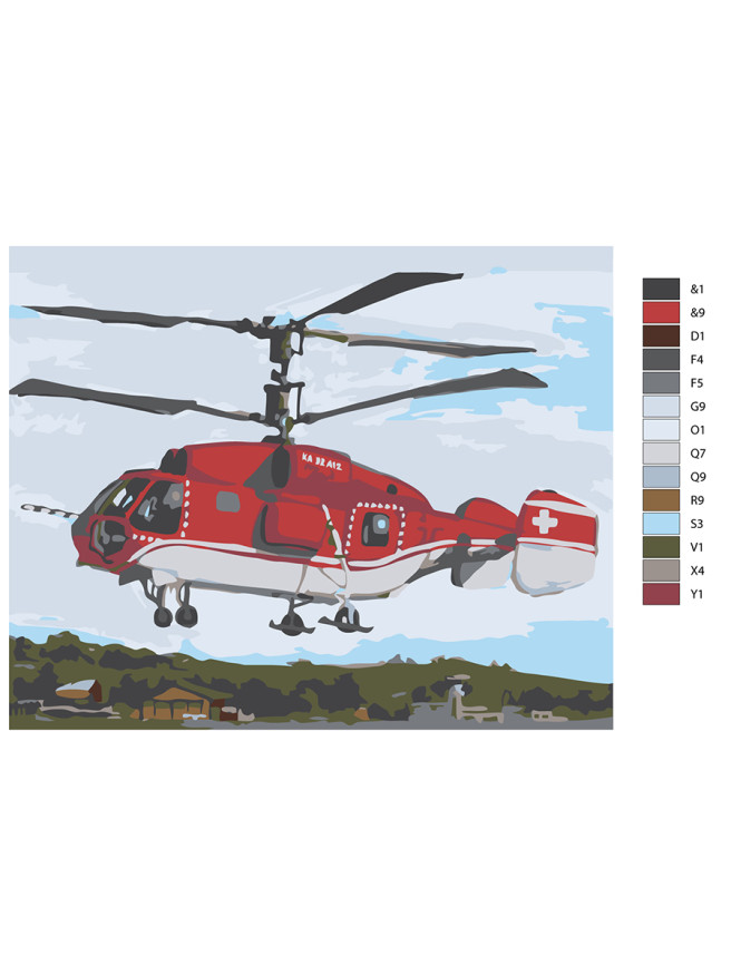 Raqamlar bo&amp;#039;yicha rasm &amp;quot;Tez yordam vertolyoti&amp;quot;