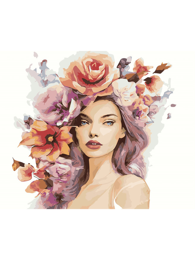Картина по номерам &amp;quot;Нежная девушка с цветами&amp;quot;