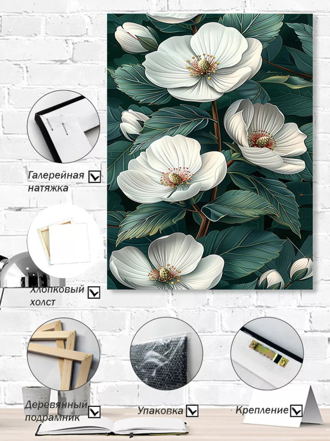 Постер на холсте &amp;quot;Белый магнолиевый вечер&amp;quot;