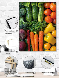 Постер на холсте &amp;quot;Свежие овощи с каплями воды&amp;quot;