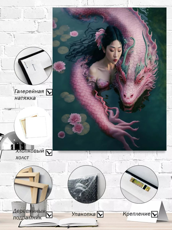 Постер на холсте &amp;quot;Дракон и водяная нимфа&amp;quot;