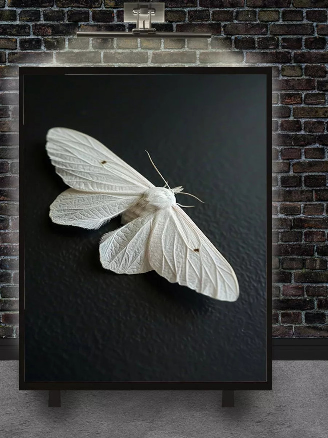 Holstga bosilgan poster &amp;quot;Qora fondagi oq kapalak&amp;quot;