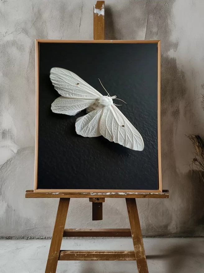 Holstga bosilgan poster &amp;quot;Qora fondagi oq kapalak&amp;quot;