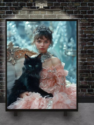 Holstga bosilgan poster &quot;Qora mushuk bilan malika&quot;