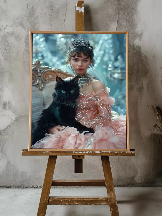 Постер на холсте &amp;quot;Принцесса с чёрной кошкой&amp;quot;