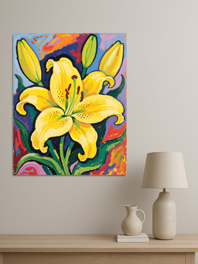 Постер на холсте &amp;quot;Жёлтая лилия в цветении&amp;quot;