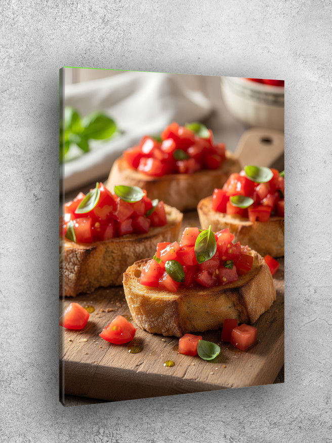 Holstga bosilgan poster &amp;quot;Pomidorli va bazilikli brusketta&amp;quot;