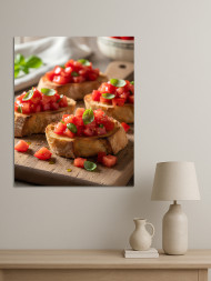 Holstga bosilgan poster &quot;Pomidorli va bazilikli brusketta&quot;