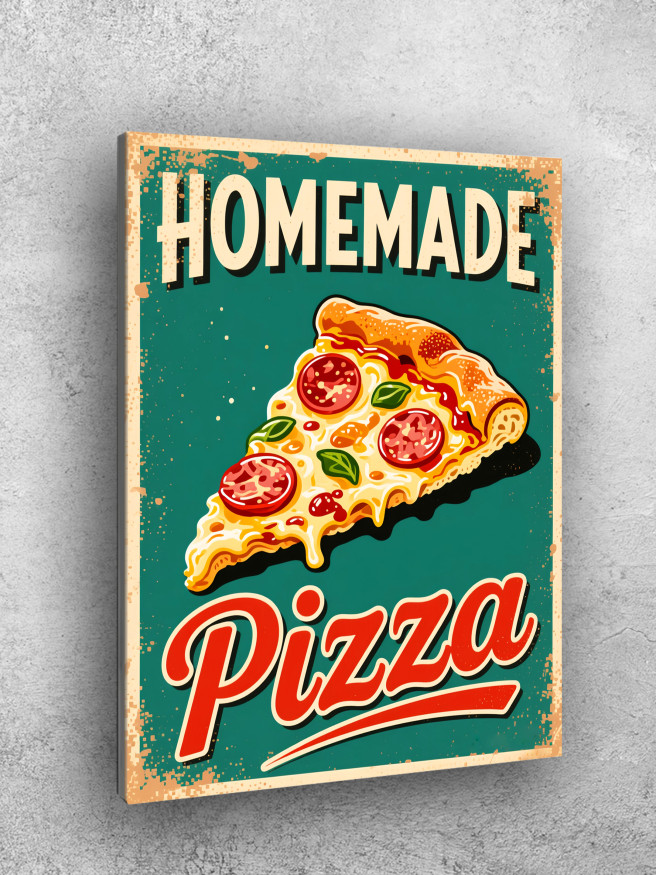 Постер на холсте &amp;quot;Домашняя пицца в винтажном стиле&amp;quot;