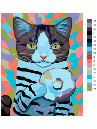 Картина по номерам &amp;quot;Кошка с пончиком&amp;quot;