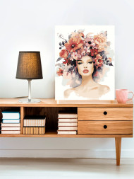 Raqamlar bo'yicha rasm "Gullar bilan qiz"